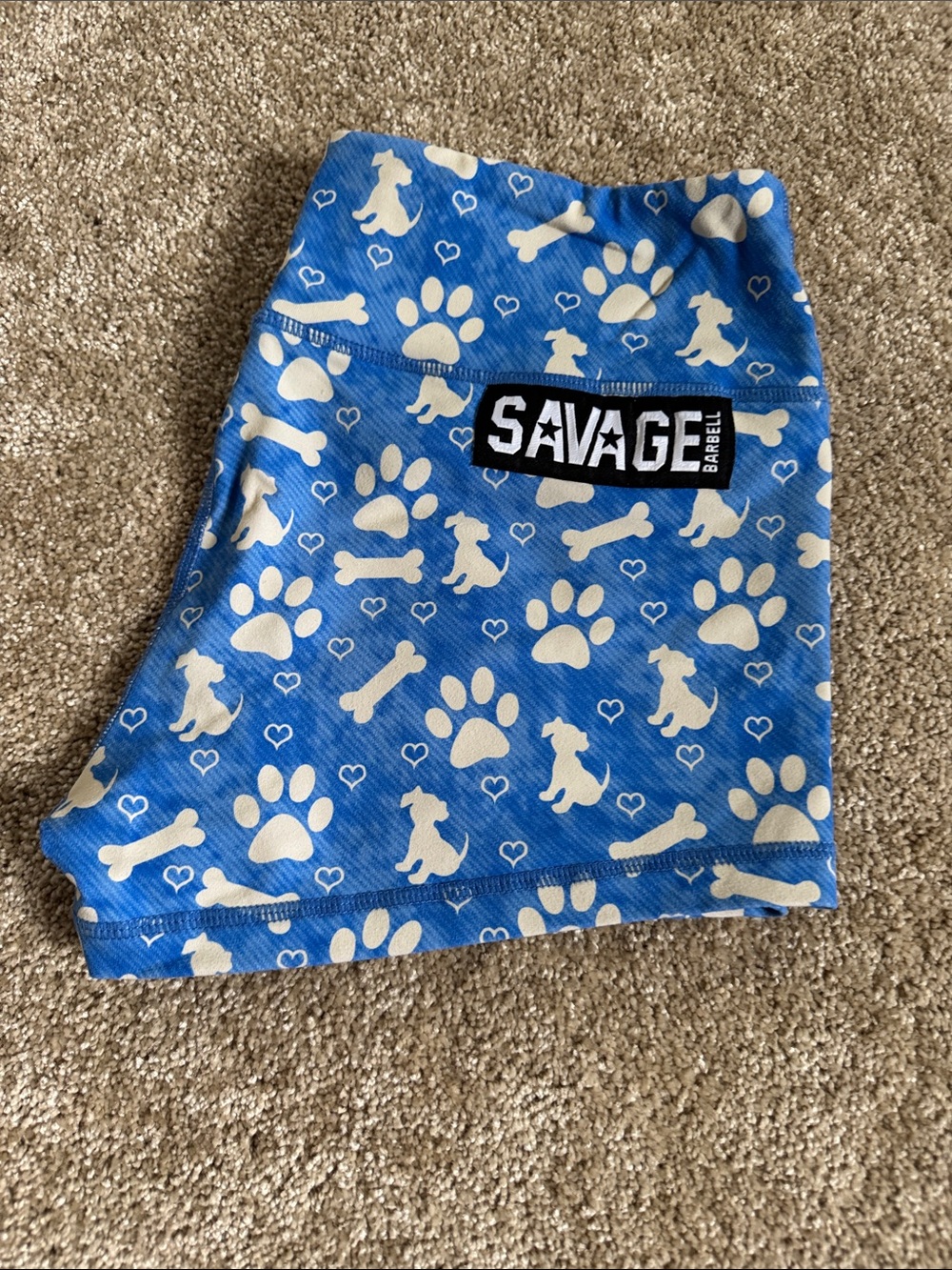 Savage Barbell Blue Paw & Bone athletic shorts